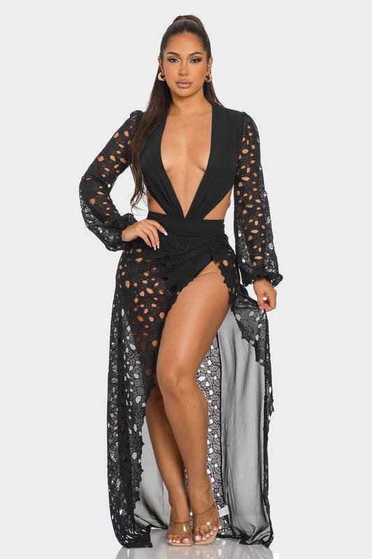 LACY OPEN BODYSUIT DRESS PRIVILEGE