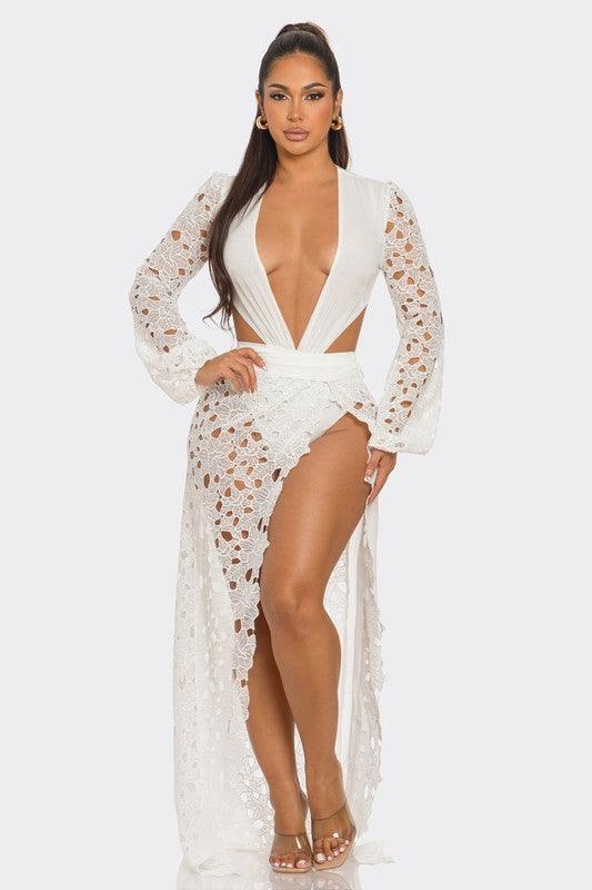 LACY OPEN BODYSUIT DRESS PRIVILEGE