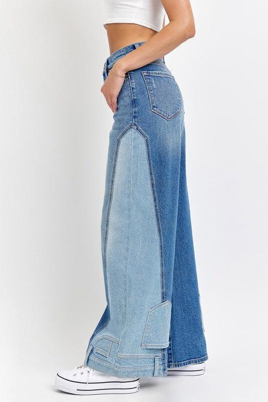 High Rise Two-Tone Wide Leg UPSIDE JEANS PRIVILEGE