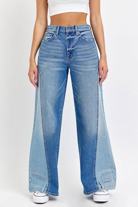 High Rise Two-Tone Wide Leg UPSIDE JEANS PRIVILEGE