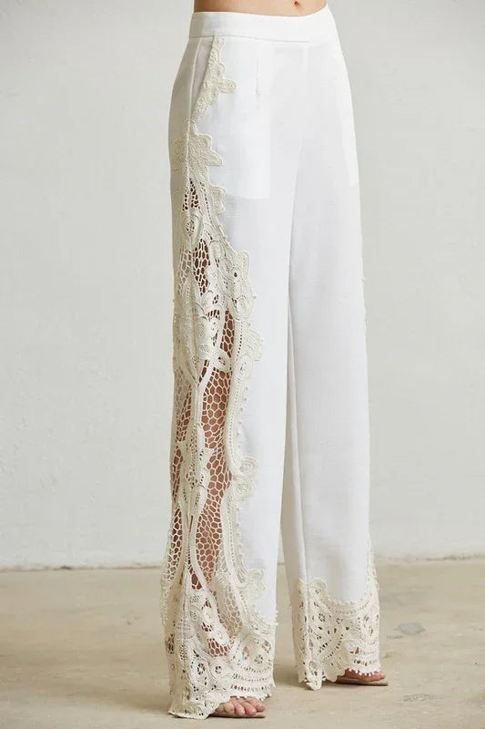 Crochet Lace Linen-look Corset 2-pc Set PRIVILEGE