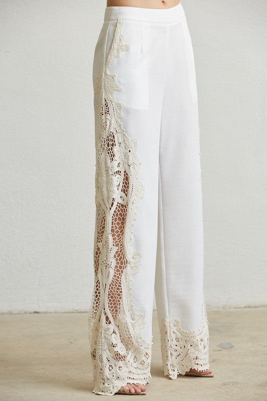 Crochet Lace Linen-look Corset 2-pc Set