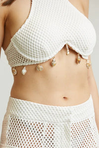Shell Crochet Knit Cargo Pant 2-Piece Set