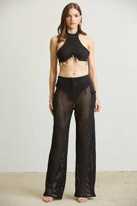 Shell Crochet Knit Cargo Pant 2-Piece Set