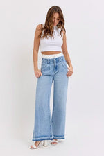 High Rise Wide Leg with Double White Waistband
