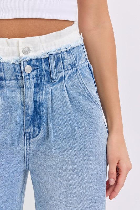 High Rise Wide Leg with Double White Waistband PRIVILEGE