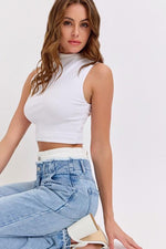 High Rise Wide Leg with Double White Waistband