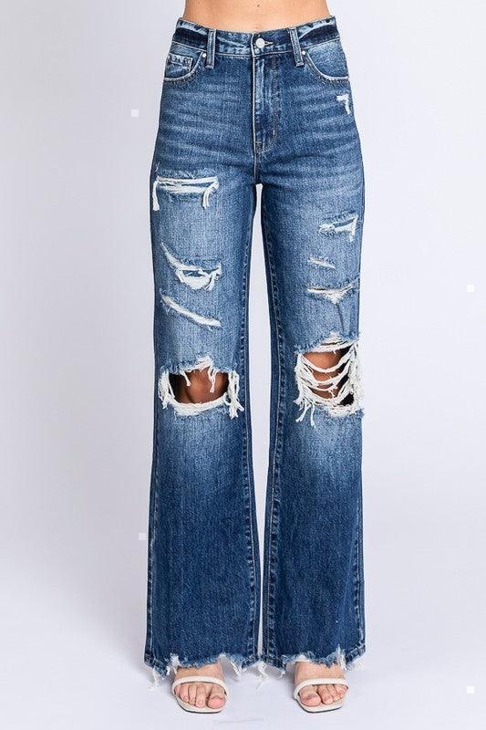 HIGH RISE RIGID VINTAGE FLARE W/ PATCH WORK JEANS PRIVILEGE