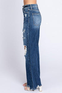 HIGH RISE RIGID VINTAGE FLARE W/ PATCH WORK JEANS PRIVILEGE