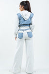 TWO TONE DENIM AND FRENCH TERRY DENIM JACKET JEAN SET