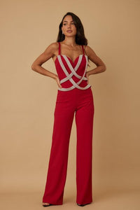 THICK RHINESTONE BAND LAYER JUMPSUIT PRIVILEGE