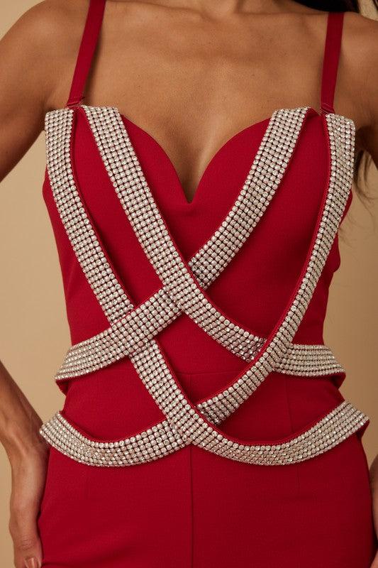 THICK RHINESTONE BAND LAYER JUMPSUIT PRIVILEGE