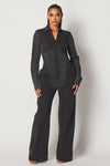 Be Somebody Long Sleeve Knit Jumpsuit - Button Front with Pockets