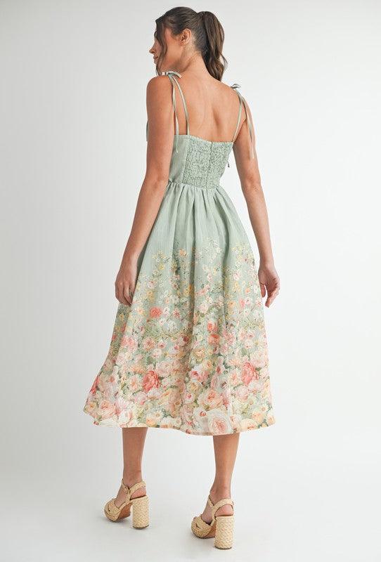 MINT FLORAL MIDI DRESS PRIVILEGE