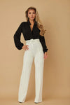 High Waist Flare Dress Pants with Belt