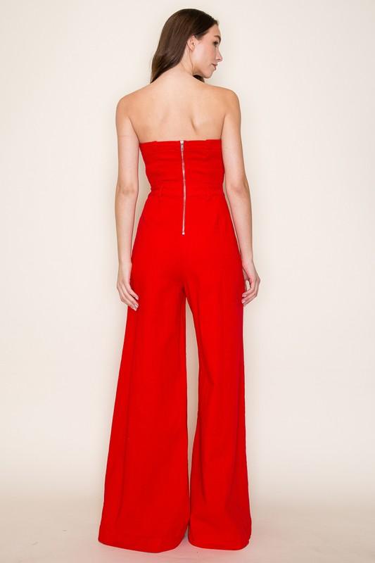 OFF SHOULDER WIDE LEG DENIM JUMPSUIT PRIVILEGE