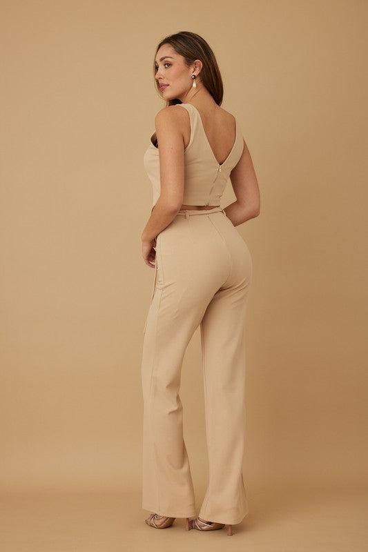 FLOWER DETAILED TOP AND PANTS SET PRIVILEGE