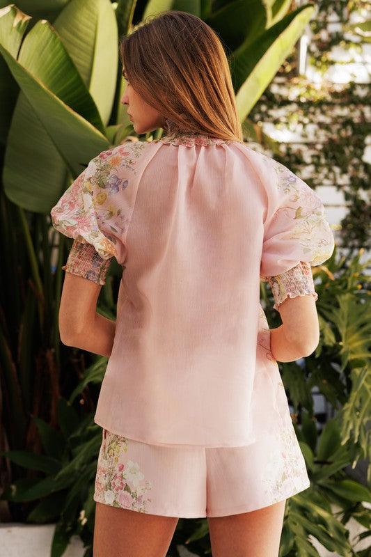 Floral Button up Top and Short Set PRIVILEGE