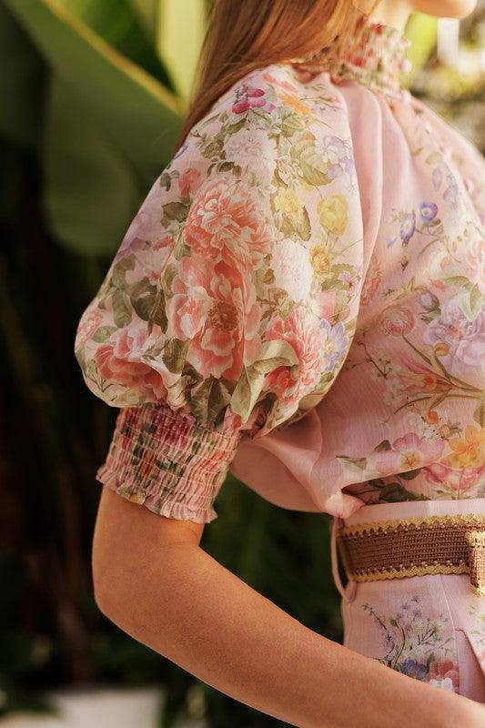 Floral Button up Top and Short Set PRIVILEGE