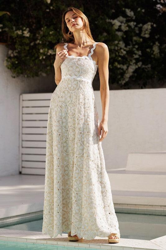 Scallop Tank Crotchet Maxi Dress PRIVILEGE