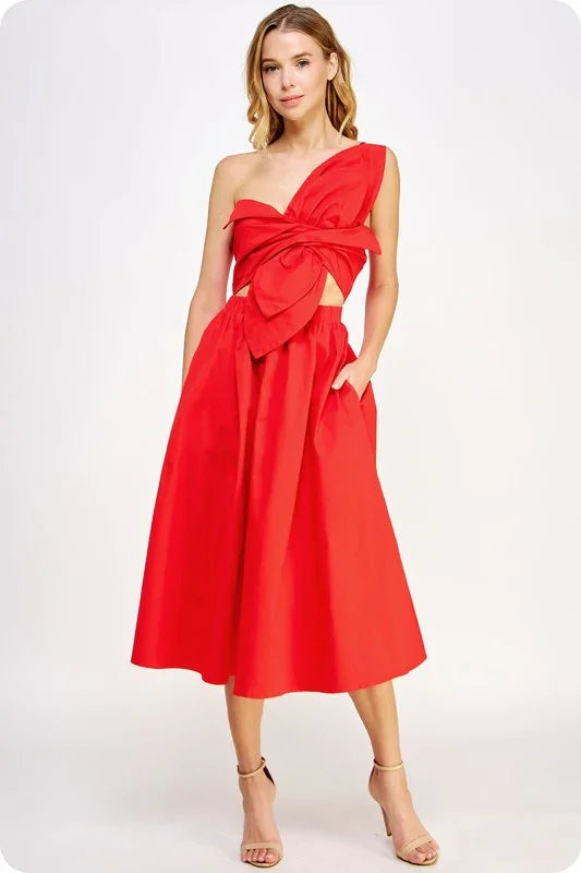 TUBE TOP TIE FRINT MIDI DRESS PRIVILEGE