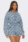 Distressed Quilted Denim Romper