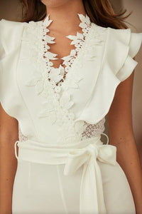 LAYERED RUFFLE CROCHET STYLE JUMPSUIT PRIVILEGE