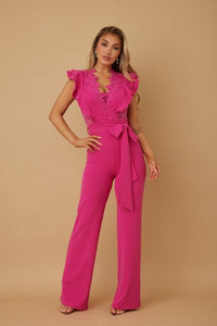 LAYERED RUFFLE CROCHET STYLE JUMPSUIT PRIVILEGE