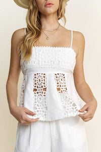 CROCHET DETAIL TOP AND PANTS SET PRIVILEGE