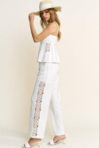 CROCHET DETAIL TOP AND PANTS SET PRIVILEGE