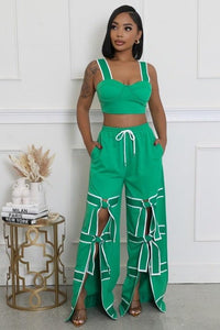 CROP BRA TOP WITH BOW DETAIL PALAZO PANT PRIVILEGE