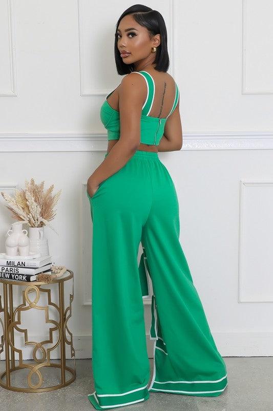 CROP BRA TOP WITH BOW DETAIL PALAZO PANT PRIVILEGE