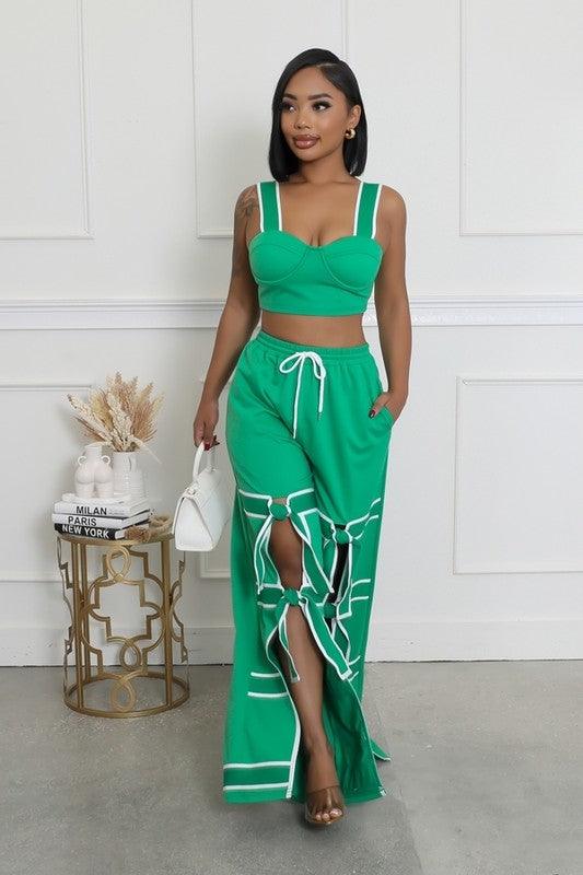 CROP BRA TOP WITH BOW DETAIL PALAZO PANT PRIVILEGE