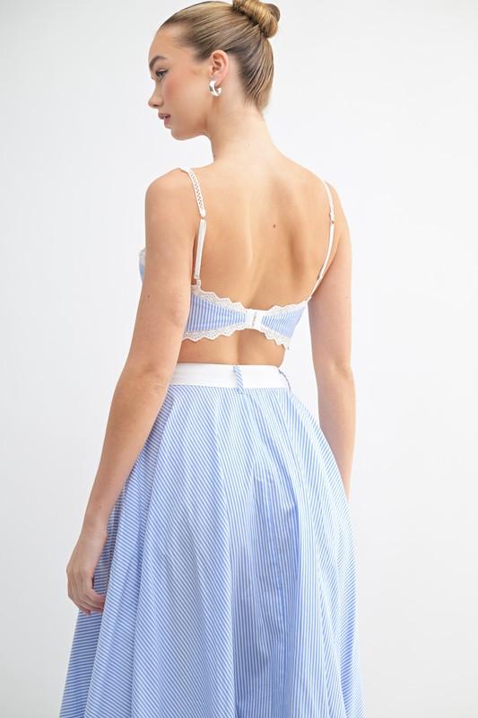 Scalloped Lace Trim Two-Piece bra set pin striped PRIVILEGE