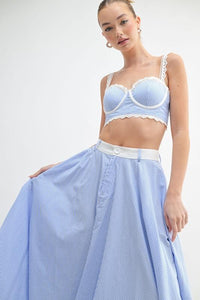 Scalloped Lace Trim Two-Piece bra set pin striped PRIVILEGE