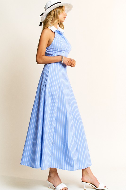 Blue Striped Shirt Dress