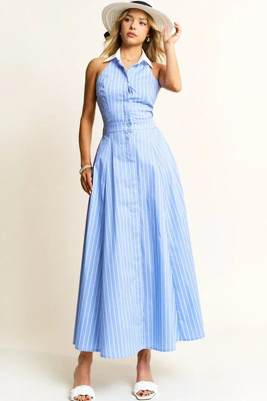 blue dresses plus size Anni Pinstripe Shirt | Blue | Womens main image 0