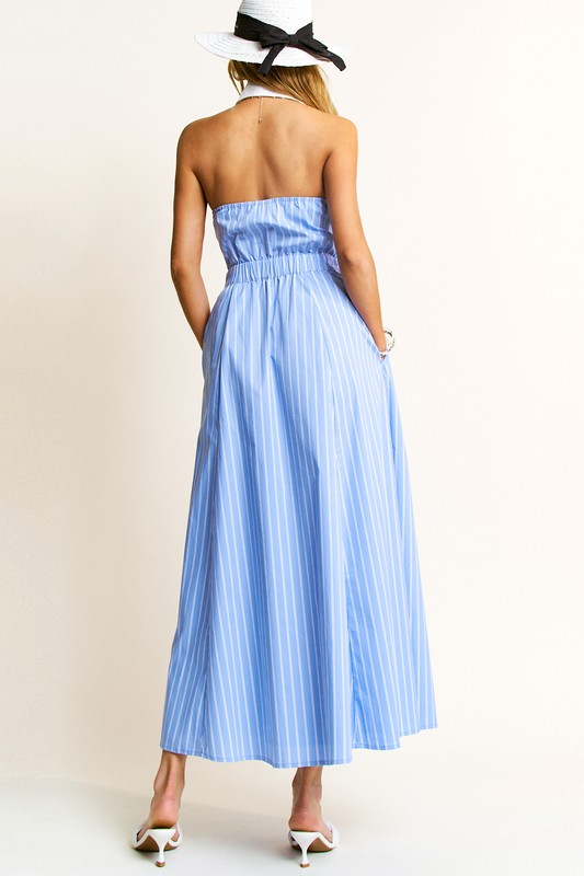 Blue Striped Shirt Dress