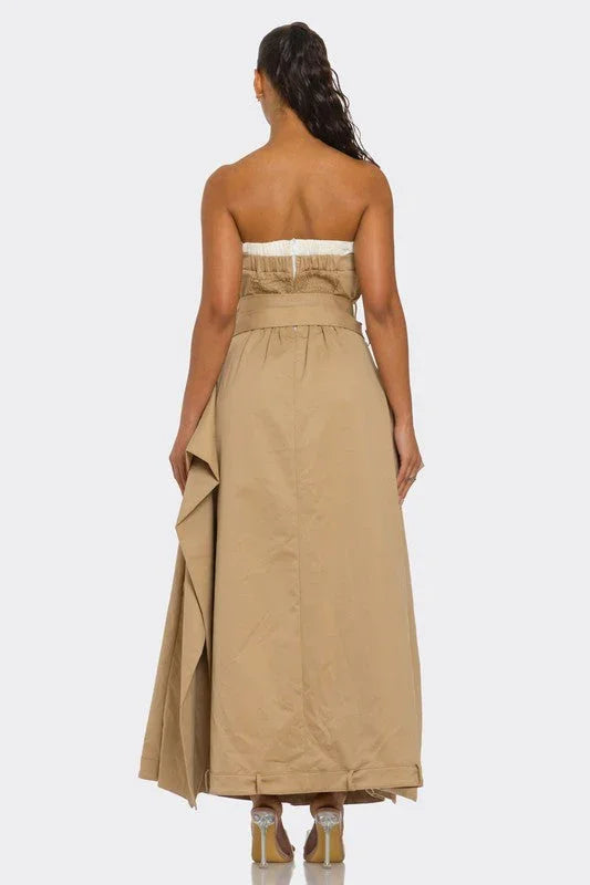 Chic Reinvented Trench Maxi  tube Dress PRIVILEGE