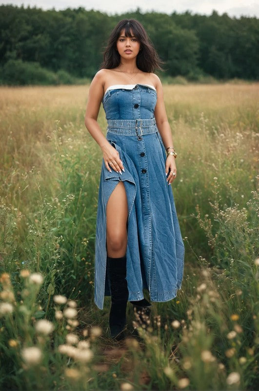 Chic Reinvented Trench Maxi Dress