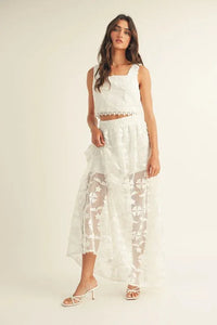 Floral Square Neck Skirt Set