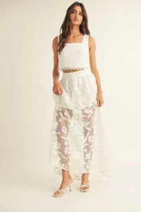 Floral Square Neck Skirt Set