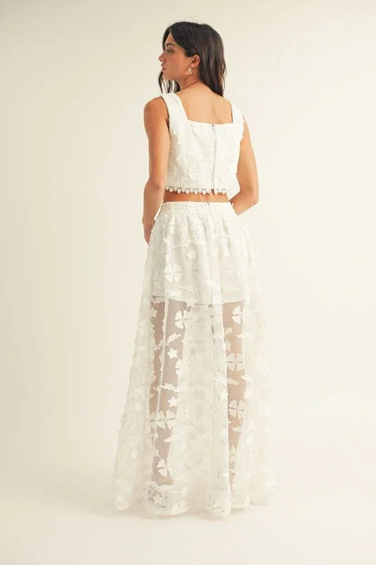 Floral Square Neck Skirt Set