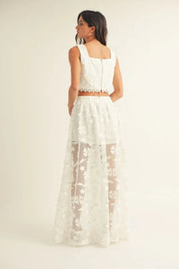 Floral Square Neck Skirt Set