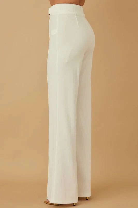 High Waist Buckle Hardware Detailed Fashion Pants PRIVILEGE