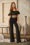 High Waist Buckle Hardware Detailed Fashion Pants PRIVILEGE