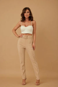 Skinny Leg Dress Pants with Belt Detail PRIVILEGE
