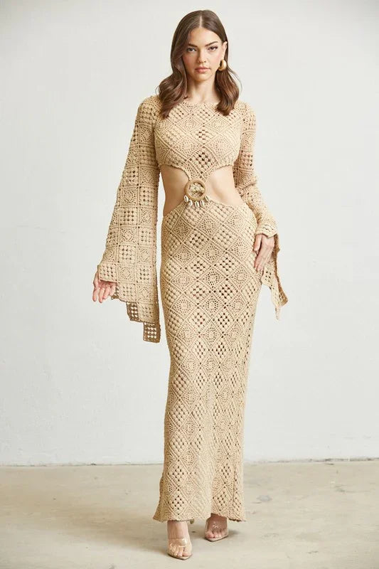 CROCHET CUTOUT MAXI DRESS PRIVILEGE