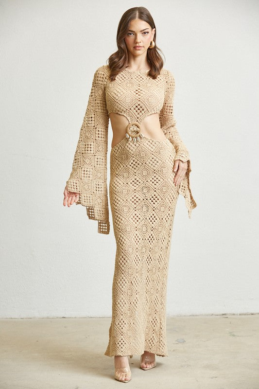 CROCHET CUTOUT MAXI DRESS
