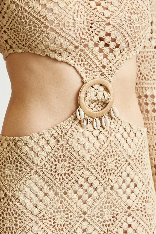 CROCHET CUTOUT MAXI DRESS PRIVILEGE